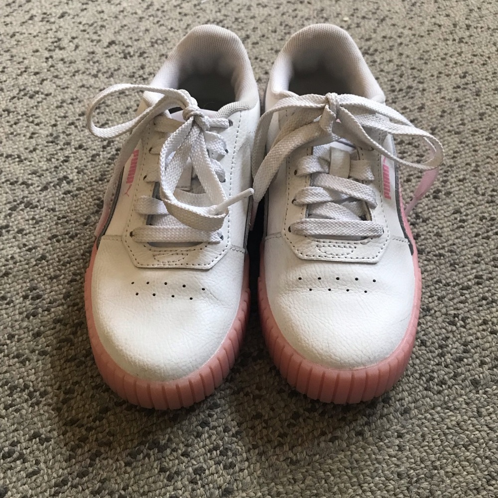Puma Kids White and Pink Casual Lace-Up Sneakers